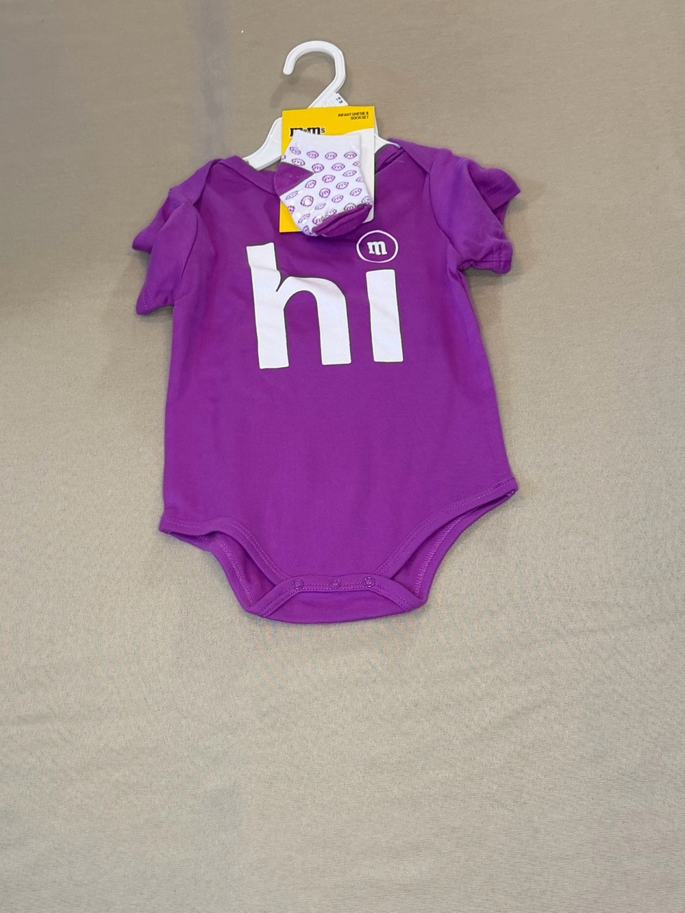 M&M'S Purple Infant Onesie with Patterned Socks